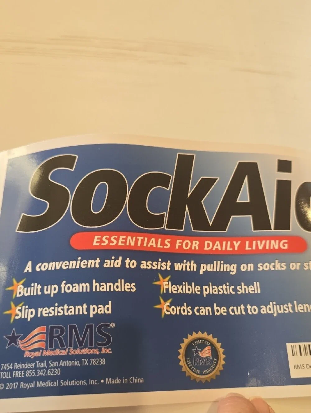 Essentials Sock Aid - White With Foam Handles
